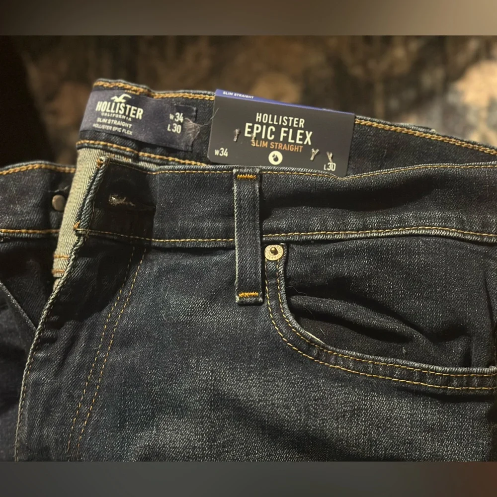 NWT Men's Hollister Dark Wash Jeans 34x30 - Picture 4 of 4